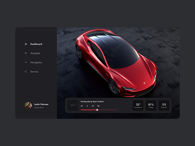 Car Interface - Daily UI #34 brand identity branding car car interface daily 100 challenge dailyui034 dailyuichallenge dark ui dashboard design dizzarro design electro car tesla tesla car webdev wordpress wordpress development