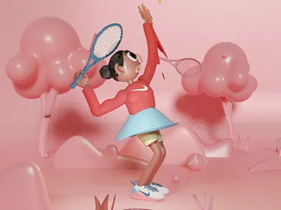 Tenis woman 3d 3d art blender character girl illustraion illustration