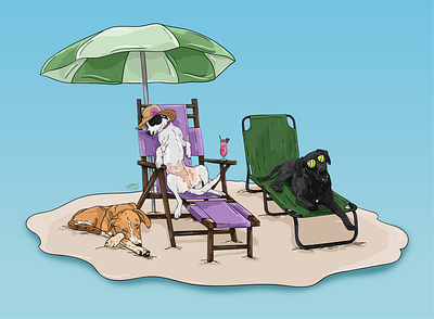 Beach Pups beach design digital dogs graphic design illustration vector