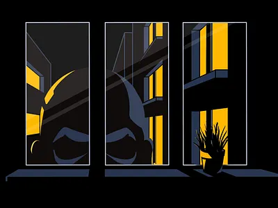 The Observer horror black yellow man art flat