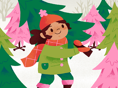 Tree time! cold evergreen illustration pine pine trees scarf tree farm trees winter yay