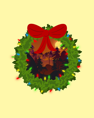 Christmas Wreath christmas design flat flat design flat illustration flat vector flatdesign illustration illustrator sunset vector wreath