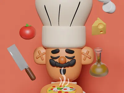 Pizza Yollo 3d 3d art art blender character food food illustration pizza