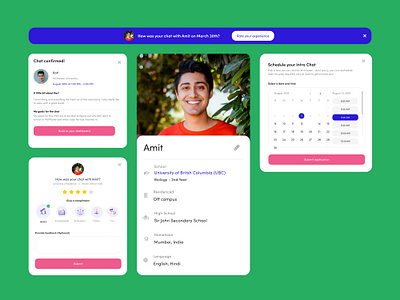 UI elements for a personal university counsel web app banner chat design education education app education website modal schedule app ui uiux web app