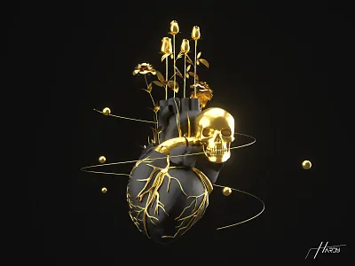 Heart 3D artwork - Black Gold 3d 3d art aesthetic artwork cinema4d design goldart goldenart guga tevdorashvili hardy heart heart 3d art heart 3d artwork heart3d heart3dart heart3dartwork heartart photoshop redshift rsh