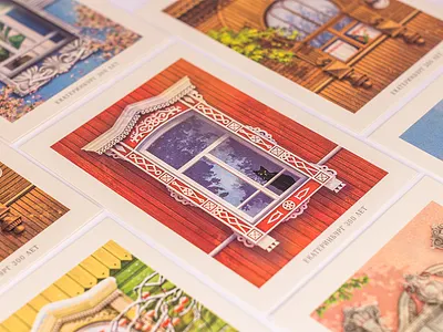 Postcards with Yekaterinburg Windows affinity illustration postcard