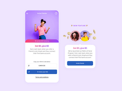 Refer a friend app design design invite friends mobile mobile app design mobile ui refer refer a friend referee referral uiux