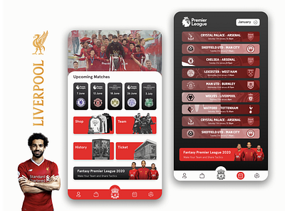 Liverpool FC - App Design Concept app app design app ui application concept design concept football football app football club liverpool liverpool app liverpool fc liverpoolfc mo salah premier league red salah soccer soccer app ynwa