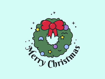 Christmas wreath - Merry Christmas christmas christmas wreath colorful design decoration graphic design holiday season illustration illustrator kawaii art logo minimalist ornaments vector winter