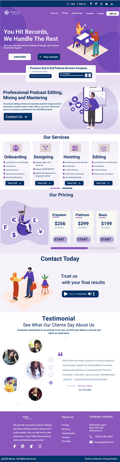 Podcast Services figma landingpage uidesign
