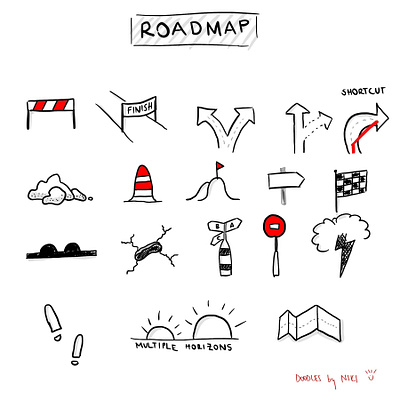 Roadmap hand-drawn icons design graphic design icon illustration