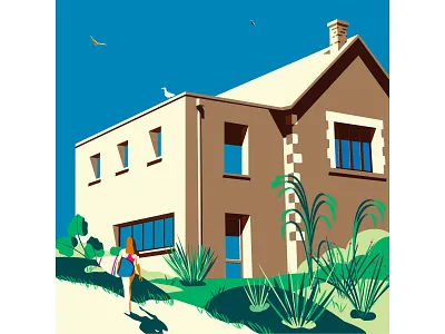 Châtelaillon rue de Tamaris adobe illustrator architecture beach colorful colorfull design girl holiday house illustration minimalist sport surf surfing vacation vector woman
