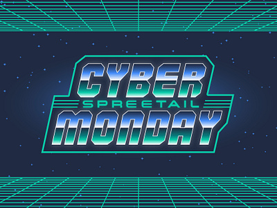 Spreetail Cyber Monday 80s 80s style austin cyber cybermonday ecommerce gradient logo spreetail sticker synthwave vector vintage