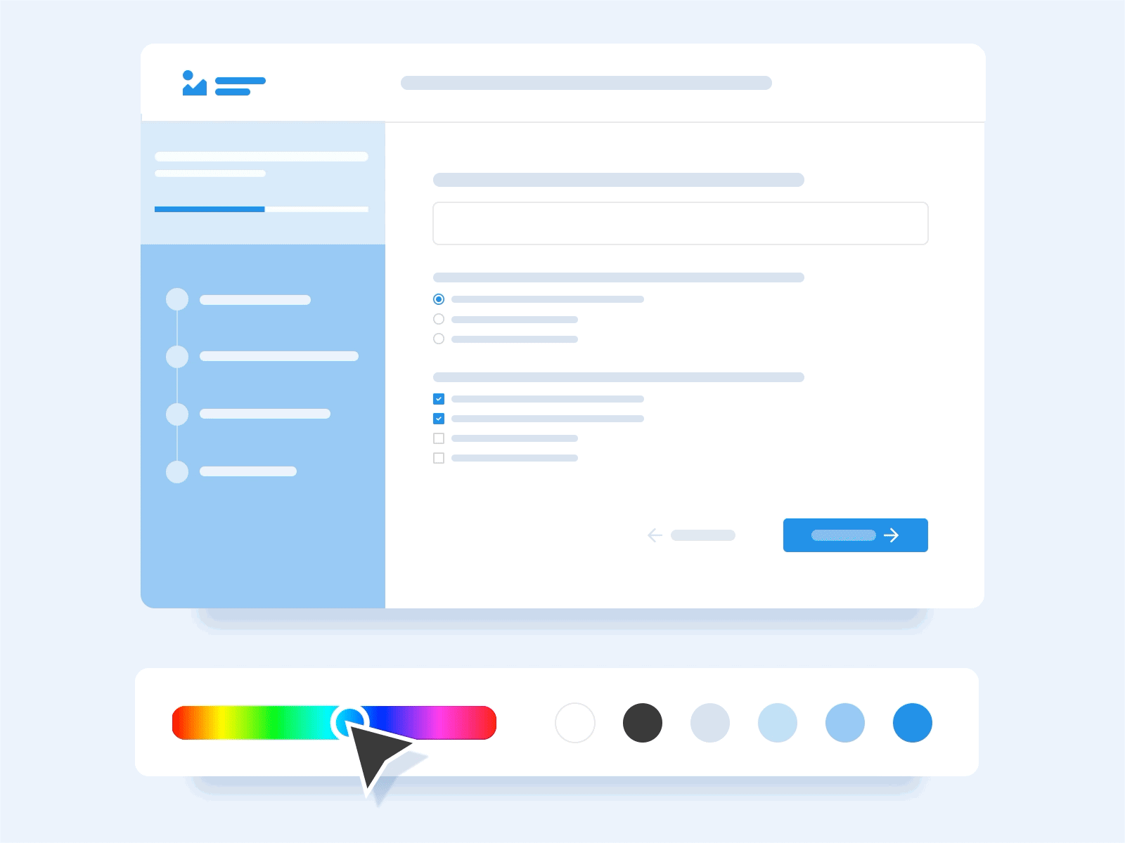 Customizable color theme animation skeleton ui ui design