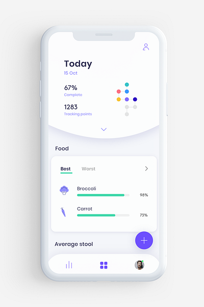 cara care mockup app design digest digestion eat illustration tracking tracking app ui ux