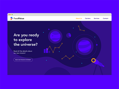 Website landing page illustration blue branding chart geometric illustration landing landingpage logo onepager online planet purple space telescope ui universe ux web webdesign website