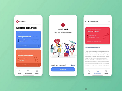 Medical booking app concept animation adobe xd animated animation app appdesign dailyui gfxmob graphicdesignui ui ui ux uidesign userexperience userinterface xd