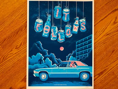 It Follows blue cans car drawing film poster horror horror art illustration movie poster screenprint type design