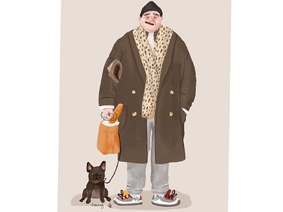 潮流老头和狗 trend old man and dog