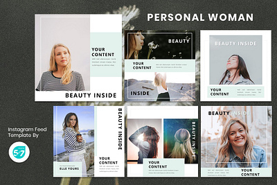 Instagram Feed Template - Personal Woman branding design fashion fashion brand graphicdesign green instagram instagram post instagram story instagram template