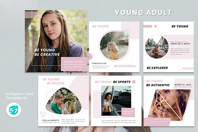 Instagram Feed - Be Young branding design fashion fashion brand graphicdesign instagram instagram post instagram template models presentation young adult young life