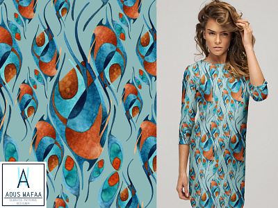 Deep Sea abstract blue brown contemporary fashion illustration modern pattern seamless pattern seamlesspattern textile