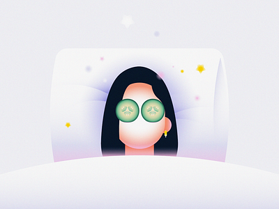 Do not disturb 2d covid cucumber dream dreaming face mask flat food girl glow illustration minimal pillow relax rest self care skincare sleep spa vector