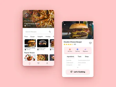 Cooking Recipes App Design app design mobile app mockup ui uiuxdesign ux