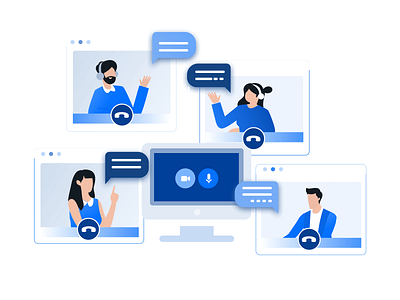 Video conference design illustration minimal ui vector website