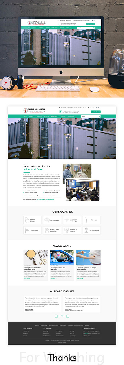 Shri Ram Singh Hospital & Heart Institute branding clean design flat hospital website wordpress theme