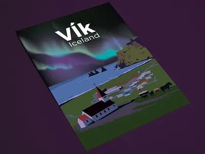 Travel Posters - Vik, Iceland iceland illustration print travel