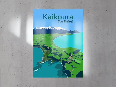 Travel Posters - Kaikoura, NZ illustration print travel