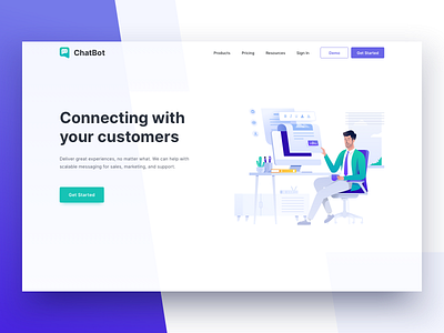 Customer Messaging Platform - Header Illustration business clean design header icon illustration landing page management typography ui ux vector web website