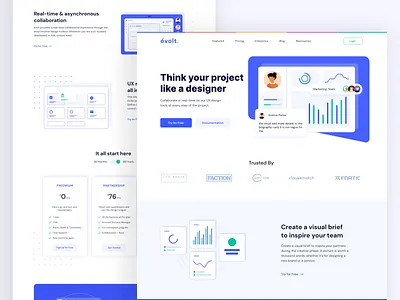 Landing Page SaaS evolt. branding building chart clean design illustration landing page product saas ui ux
