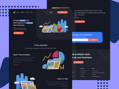 Simplytic Landing Page 3d illustration 3d object analytics design landing page landing page design ui ux web