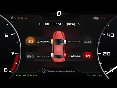 Tire Pressure cluster meter design infotainment ui ux