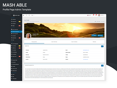 User Profile Page - Mash Able Admin Template admin admin dashboard admin design admin page admin panel admin template admin templates admin theme angular angular 10 angular admin template branding sass ui ui ux design uiux user card user interface user profile user profile page