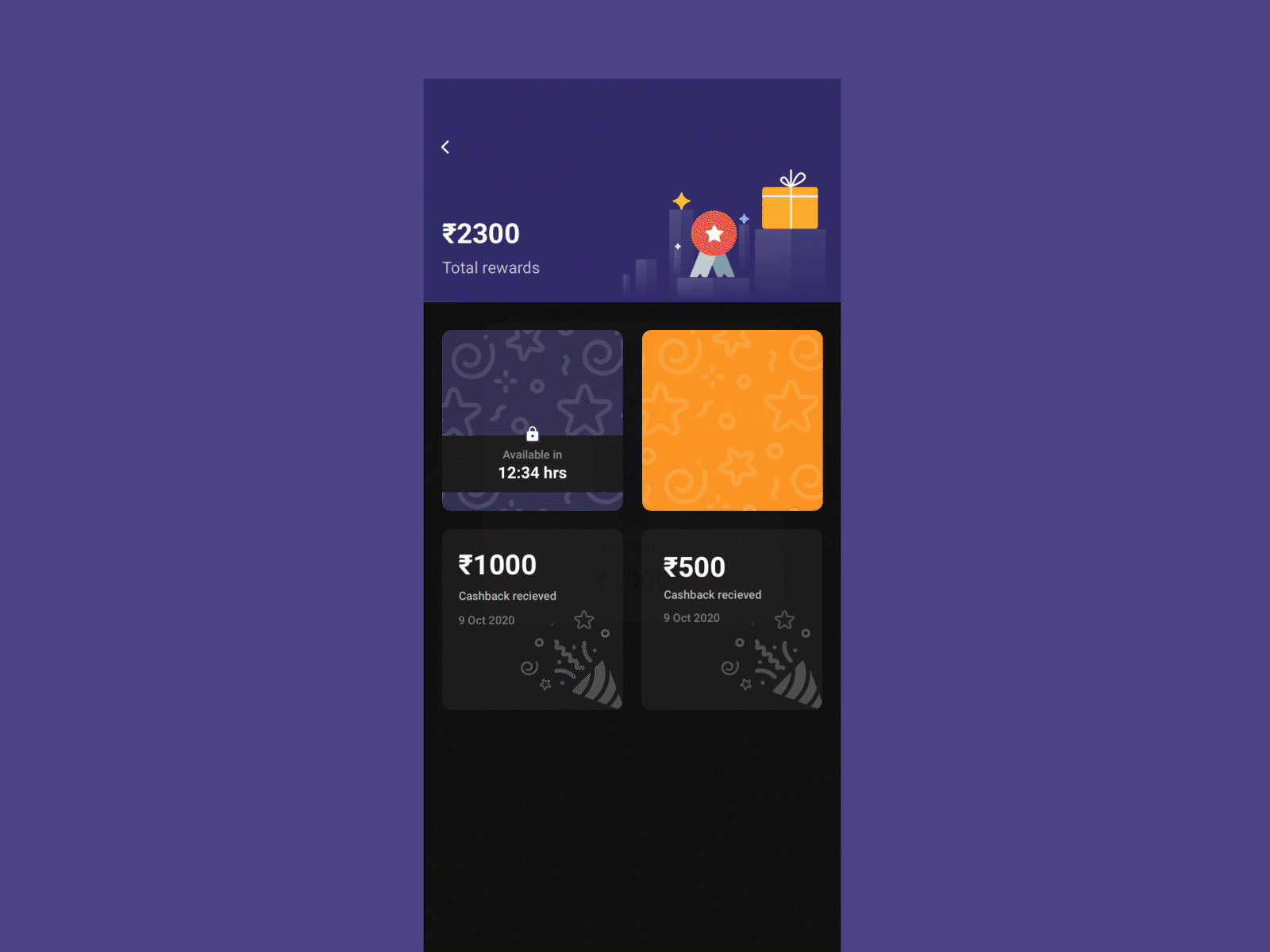 Cashback won animation cashback confetti dailyui rewards scratch card ui uidesign uiux uiux design uiuxdesign ux uxdesign