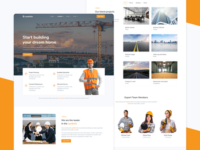 Construction Landing - Landrick architecture branding building business company construction contractor corporate design engineering handyman illustration industry landscaping marketing page builder renovation responsive saas under construction