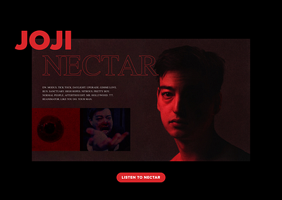 Daily UI Challenge 003 (Version 1) - Nectar by Joji Landing Page dailyui dailyui 003 design landing page music