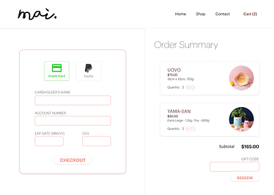 Daily UI Challenge 002 (Version 1) - Mai Accents checkout page dailyui dailyui 002 design