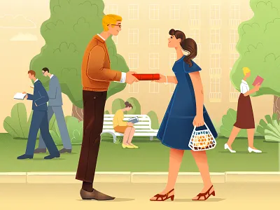 USSR Students' first meeting 2d 2д художник books character design illustration illustrator meeting retro students vector иллюстратор иллюстрация мосфильм наваждение персонаж приключения шурика ретро советский союз ссср