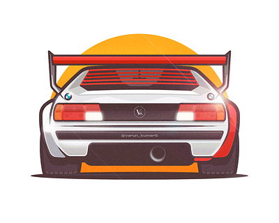 BMW Procar! bmw car classic custom dope exhaust glow illustration lights procar rear red retro shine smoke sports texture vehicle wheels yellow