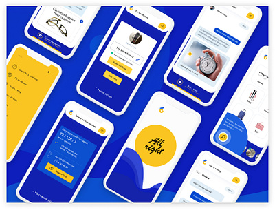 Insurance App. Complete iOS and Android project android app application blue design financial insurance interaction interface ios mobile mobile app protection ui ux yellow