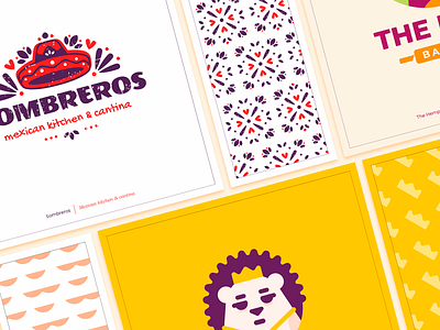 Logofolio (vol.12) Logos & Pattern animal bad bakery branding collection crown dog fox hedgehog hemp king logo mexico pattern project rolling pin selection sign sombrero