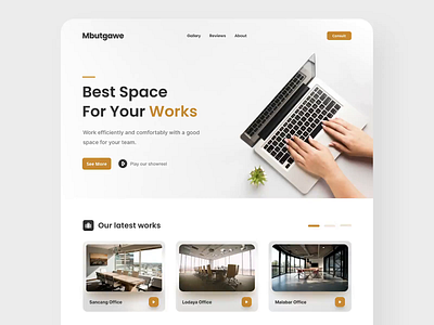 Mbutgawe - Working Space Agency Landing Page agency brown clean landing landing page landingpage minimal minimalist modern office ui uiux ux venue web webdesign website work