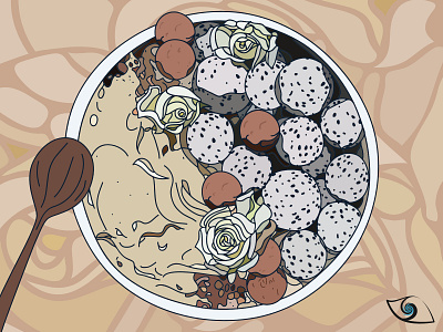 Smoothie / Acai bowl (Cacoa Truffles & Dragon Fruit) ჰჴ❛ ˬ❛ჴჰ ◞ acai affinity designer cocoa daily desert dragonfruit flat illustration floral healthy illustration smoothie sweet vector vector illustration