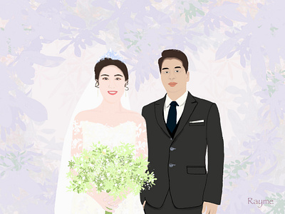A friend's wedding 2d bride character chinese daily dribbbble dribbble best shot illustration marriage married painting present procreate wedding