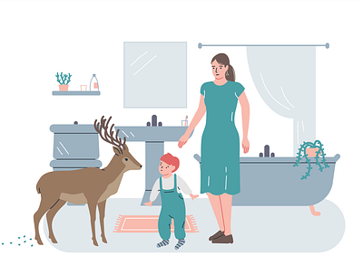 A deer in my bathroom bathroom character design deer design elearning figma figmadesign flat illustration illustrator interface interfacedesign sketch ui