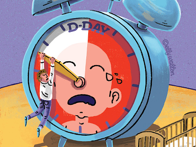 Editorial illustration alarm baby clock editorial illustration magazine